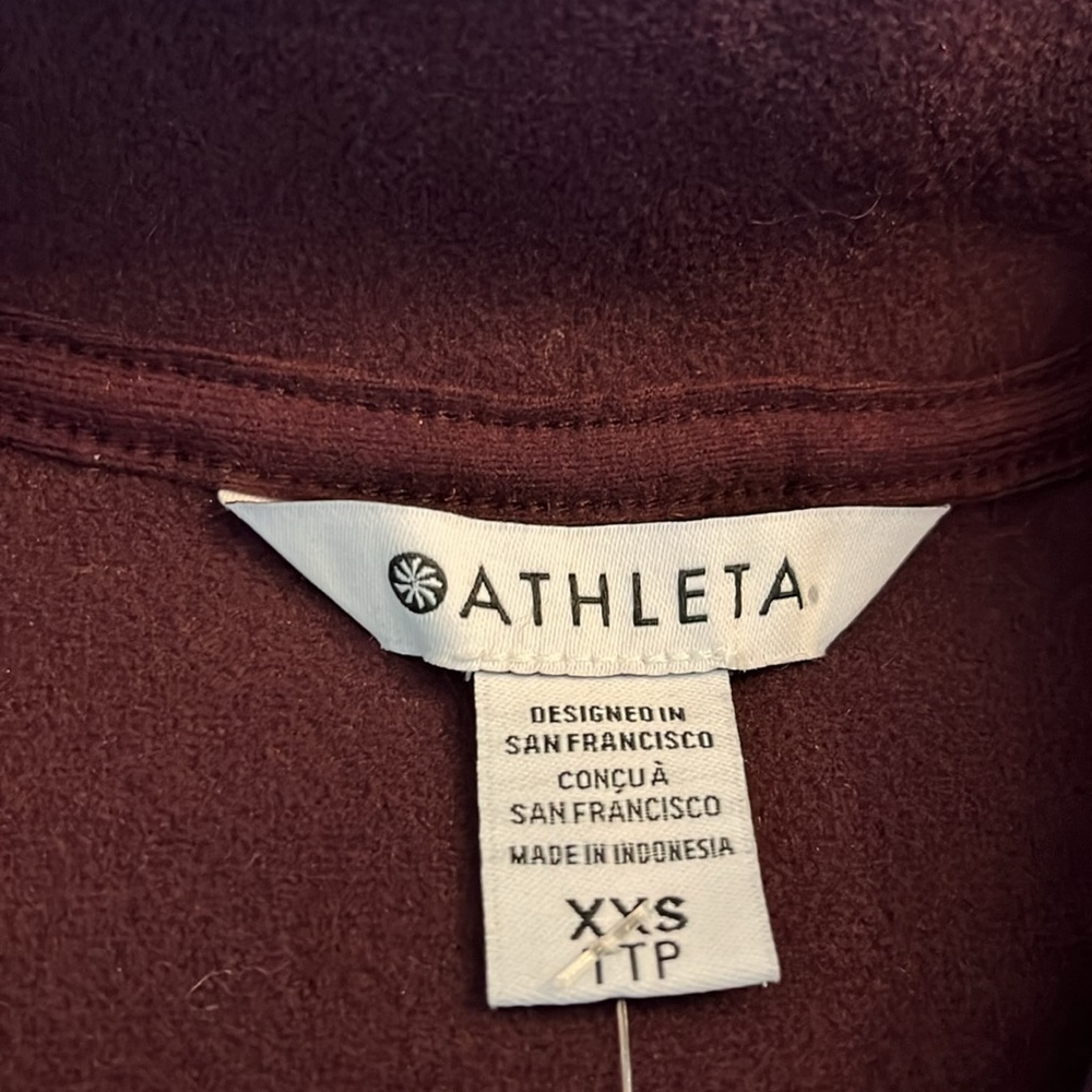 NWT Athleta Cozy Sherpa Snap Sweatshirt in Spiced Cabernet, sz XXS fits like XS - Picture 5 of 9